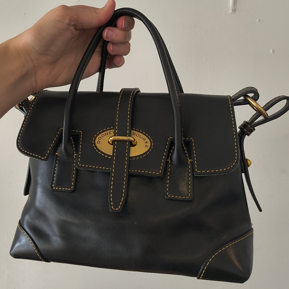 SOLD Dooney & Bourke Florentine Leather Black Satchel Elisa
